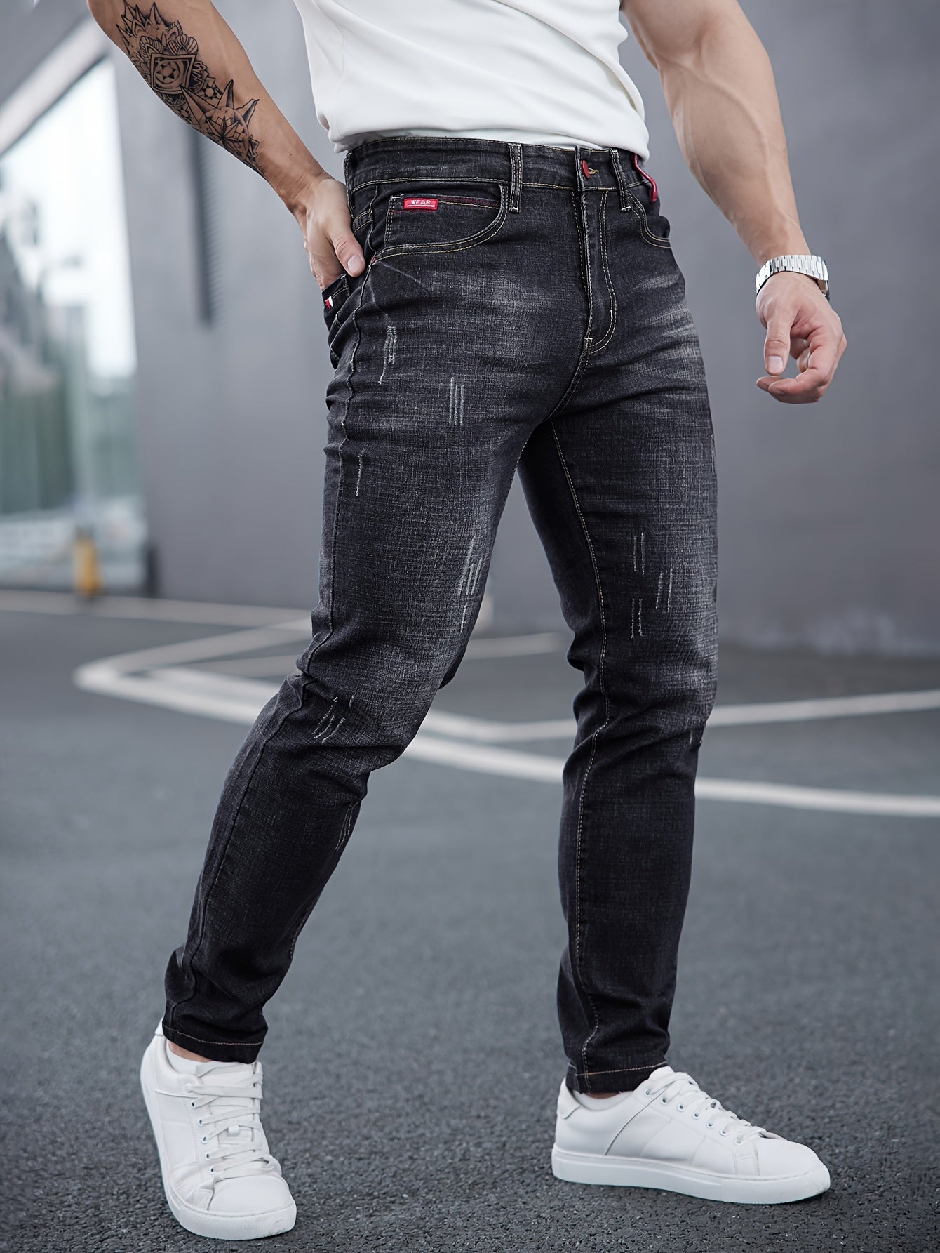 Men's Premium Slim-Fit Washed Jeans