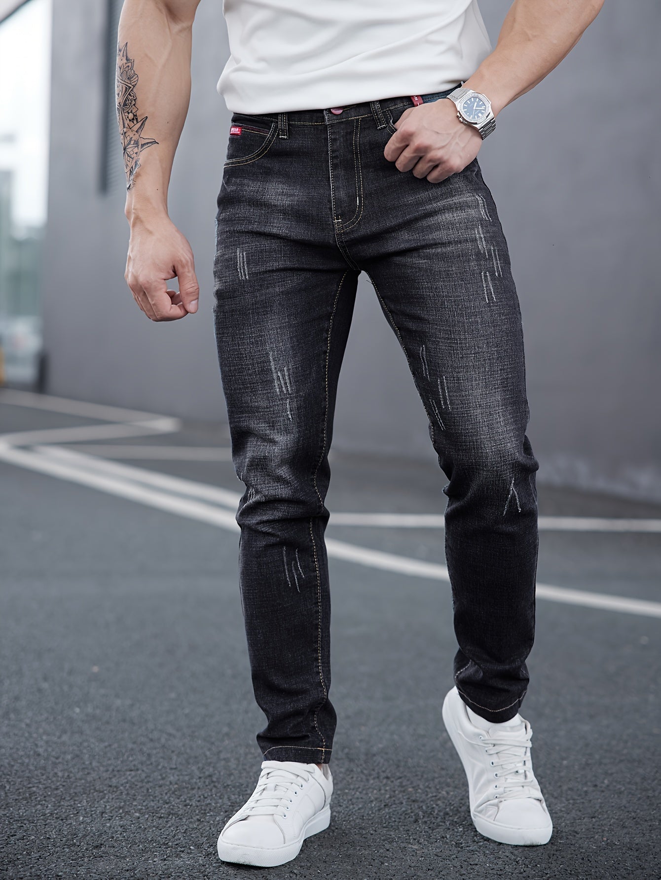 Men's Premium Slim-Fit Washed Jeans