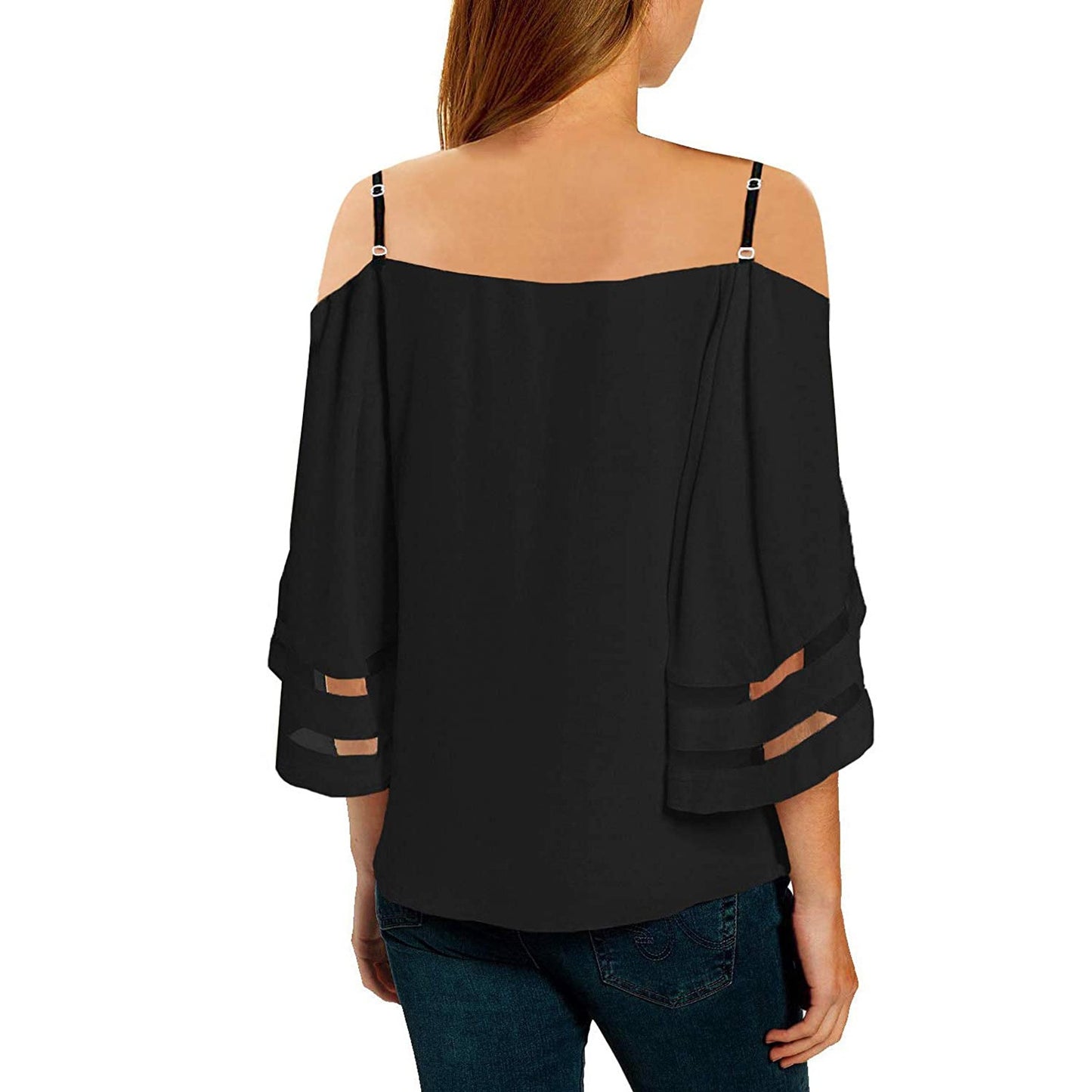 Women's Dew Shoulder V Neck Blouse