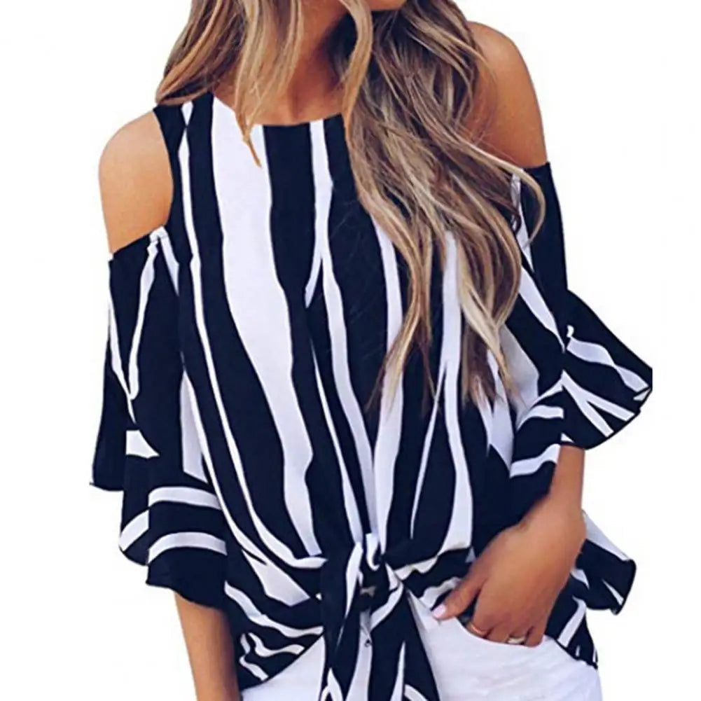 Off-Shoulder Chiffon Blouse