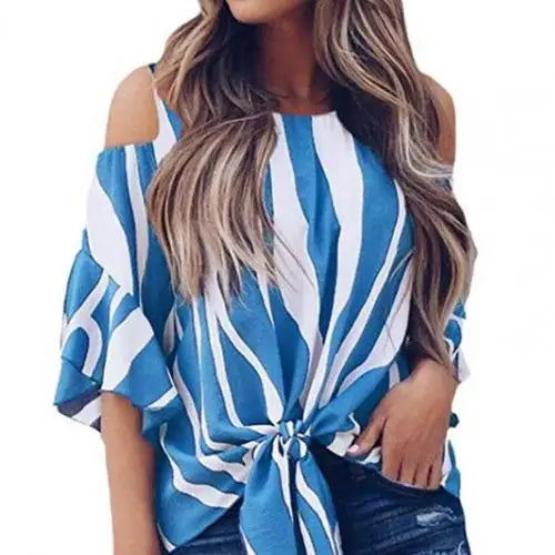 Off-Shoulder Chiffon Blouse