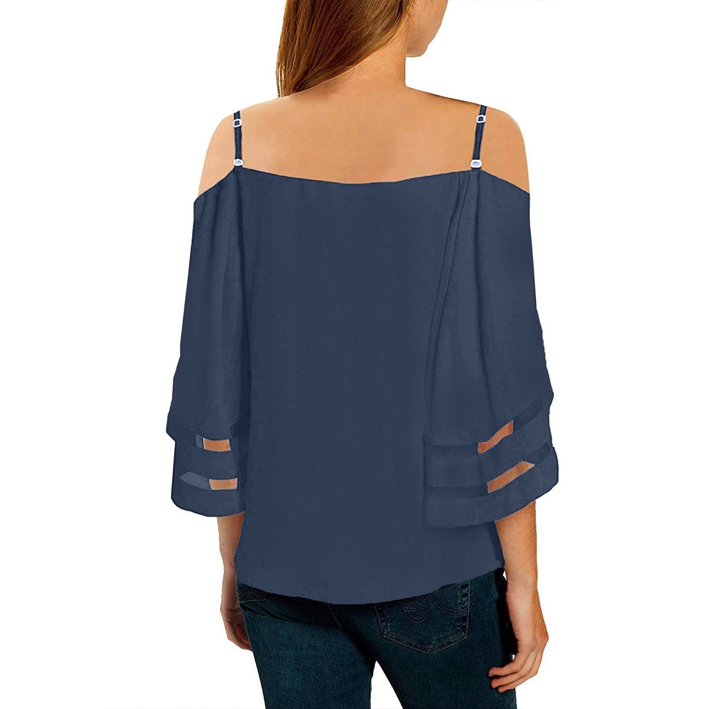 Women's Dew Shoulder V Neck Blouse