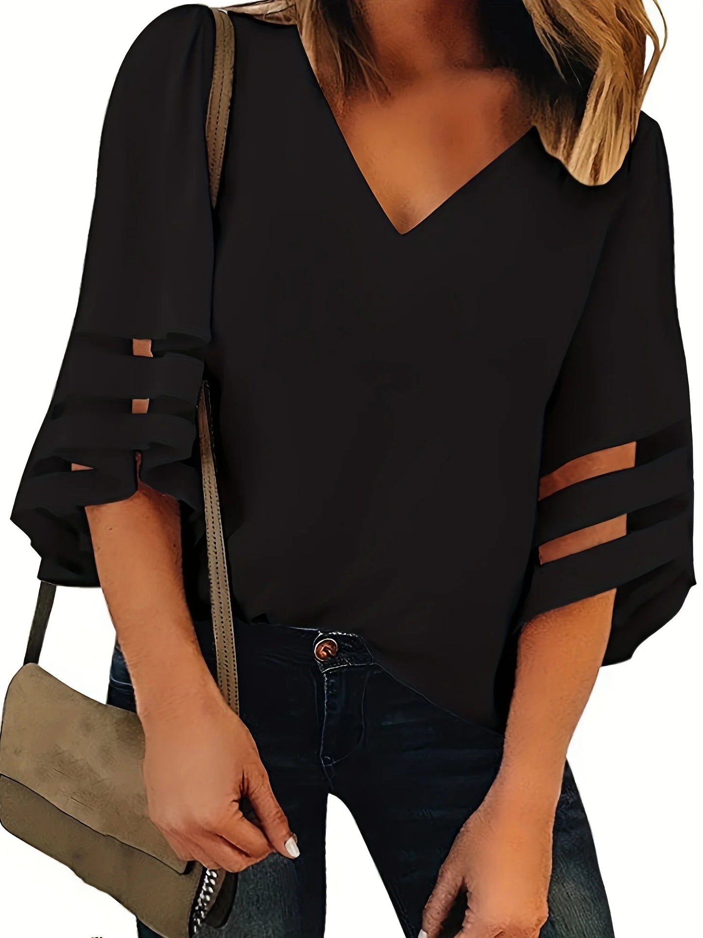 Plus Size Summer Loose V Neck Top