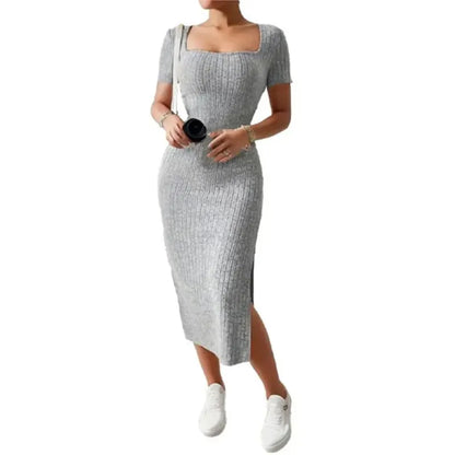 Versatile Knitted Slit Dress