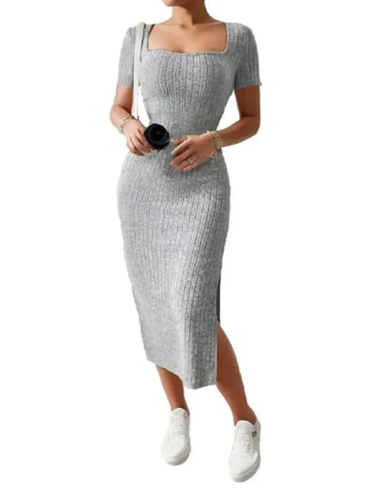 Versatile Knitted Slit Dress