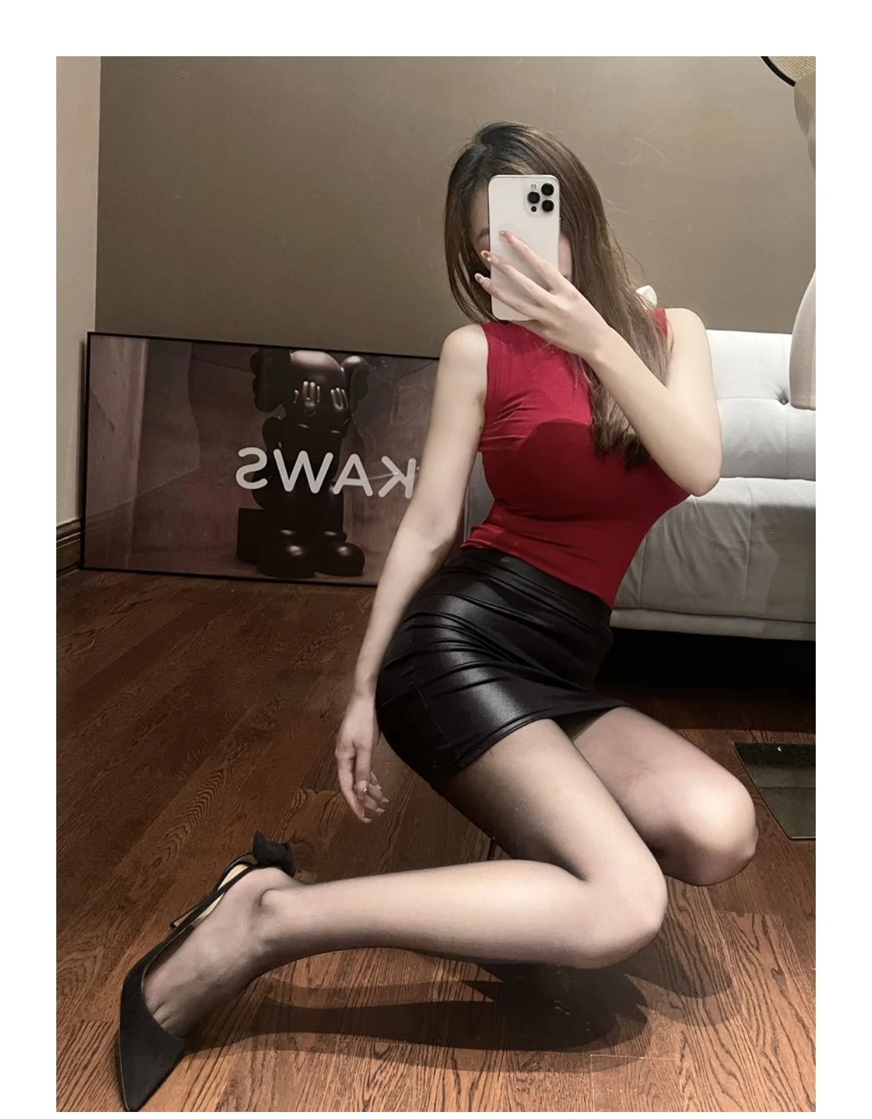 WOMENGAGA Leather Skirt Slim