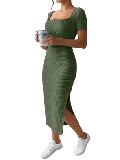 Versatile Knitted Slit Dress