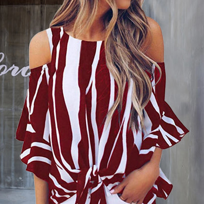 Off-Shoulder Chiffon Blouse