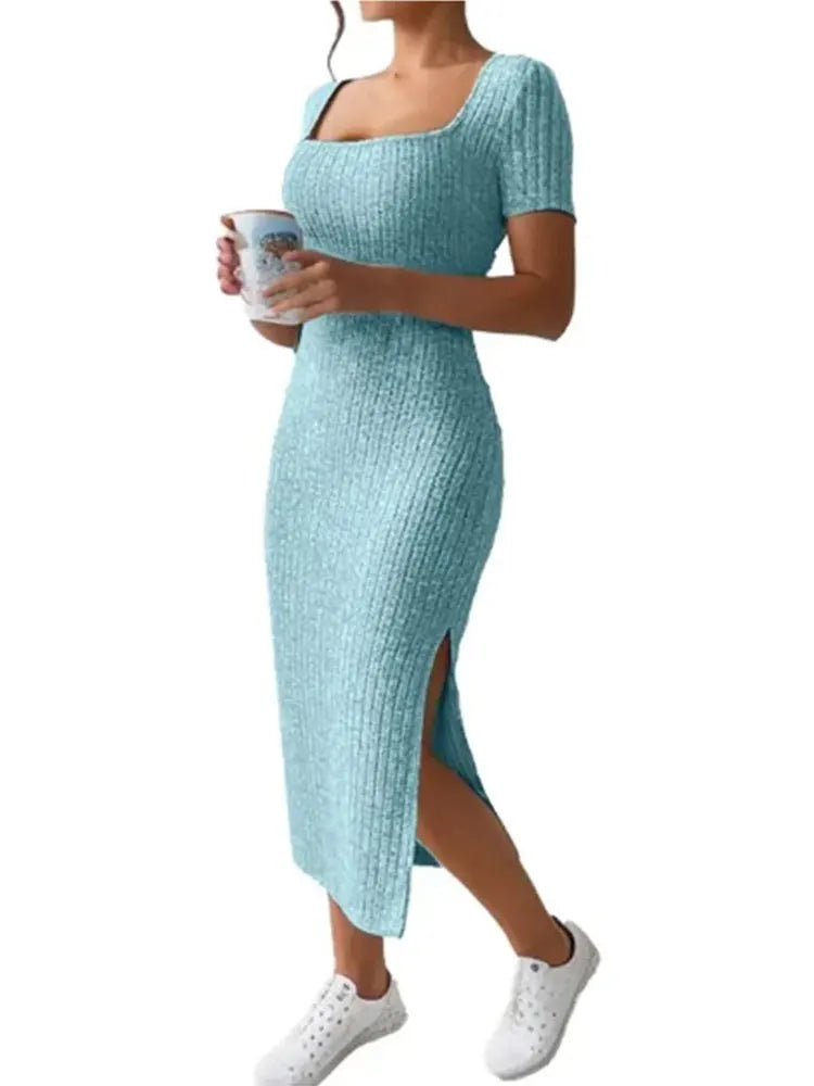 Versatile Knitted Slit Dress