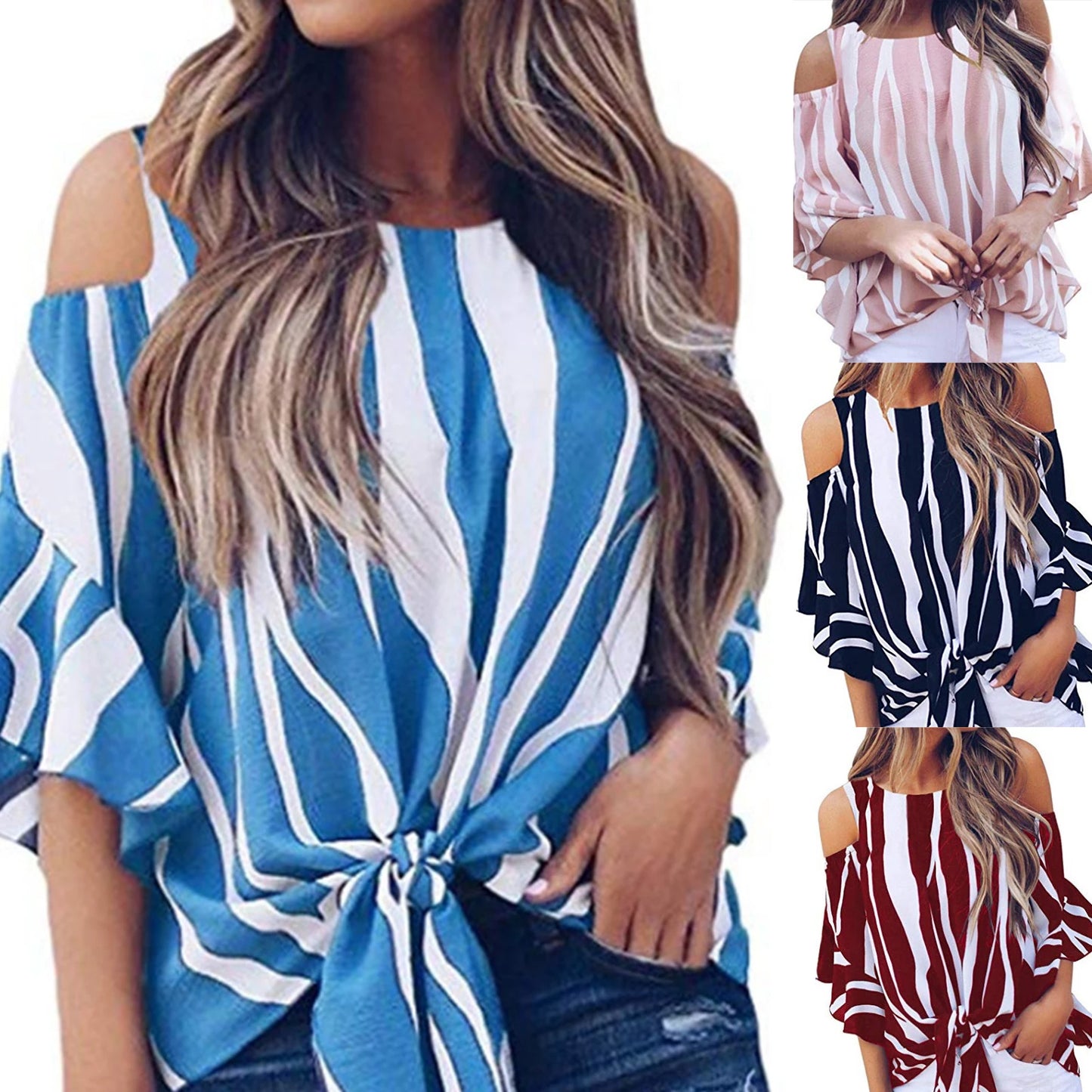 Off-Shoulder Chiffon Blouse