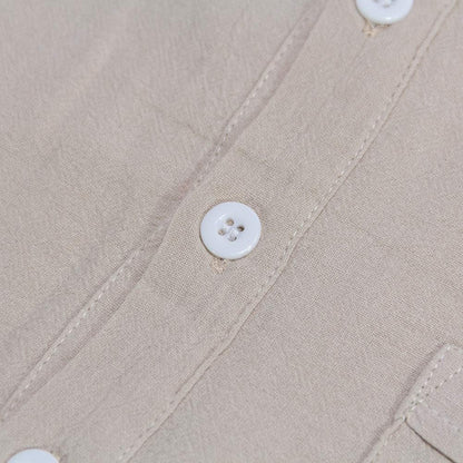 Men'S Linen Cotton Henley Shirt - Casual Short Sleeve Hippie Button up Beach T Shirts -7 Colors Beige